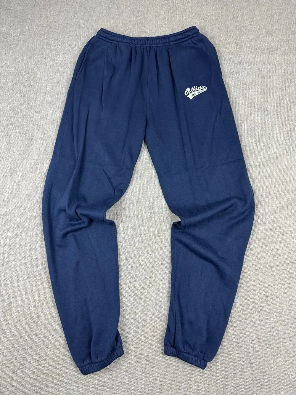 Vintage Dunlop Athletics Sweatpants Men’s Large Navy Blue Fleece Joggers